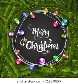 Christmas lettering design. Typographical background.