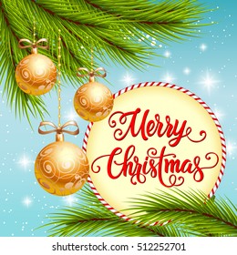 Christmas Lettering with Golden Balls