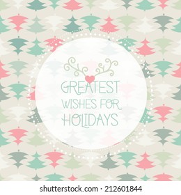Christmas lettering greetings for holidays. Pattern background. Vector illustration