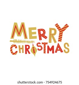 Christmas lettering from hand drawn collection. Vector design for posters, stickers, embroidery and clothing