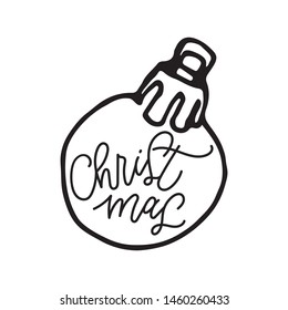 Christmas lettering hand drawn festive element. Great for Christmas cards, posters, gift tags.
