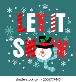 Christmas lettering, let it snow for christmas card, gift bag or box design