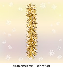 Christmas lettering Letter H with a fur or tinsel text effect over yellow and pink blurred background Simple flat vector illustration
