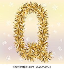 Christmas lettering Letter Q with a fur or tinsel text effect over yellow and pink blurred background Simple flat vector illustration