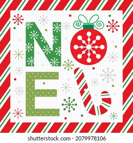 Christmas lettering. NOEL, for christmas card, gift bag or box design