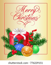 Christmas Lettering on Gold Background