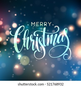 Christmas lettering on Snowflake sparkle background. Vector illustration EPS10