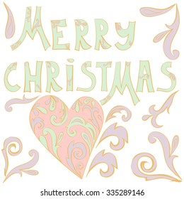christmas lettering and ornaments elements