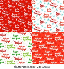 Christmas Lettering Patterns. Vector Illustration of Holiday Background. Happy New Year.