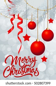 Christmas Lettering with Red Decorations