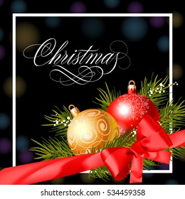 Christmas Lettering and Ribbon with Bow