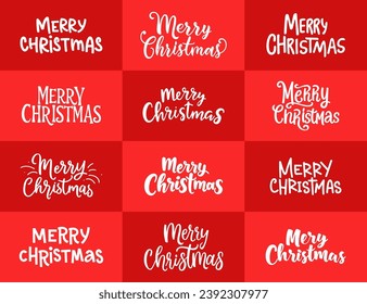 Christmas lettering set of handwritten holiday greetings. Design elements for postcards. Lettering phrases.