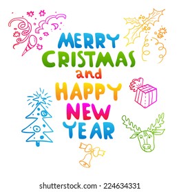 Christmas lettering template isolated on white background