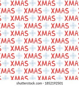 Christmas lettering text pattern xmas. New year background merry Christmas. Vector illustration in red white shades for gift wrapping