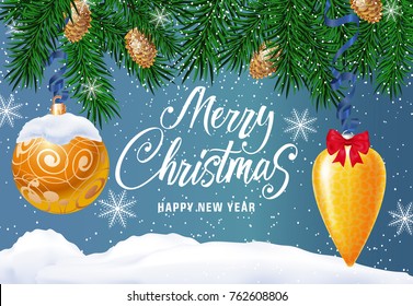 Christmas Lettering with Winter Decor