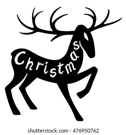 Christmas lettering: wonderful deer hoof beats (silhouette), design for Xmas cards, banners and flyers, vector illustration isolated on white background