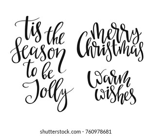 Christmas letters, vector phrases  isolated on white background.