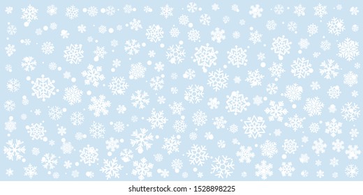 Christmas light background with snowflakes pattern. Winter holiday decoration element.