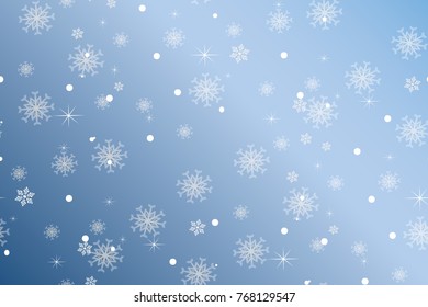 Christmas light blue background with gentle snowflakes and a place for your text.