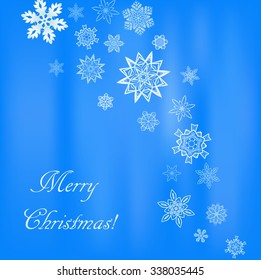 Christmas light blue square background with snowflakes