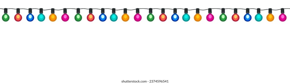 Christmas light border seamless pattern vector art