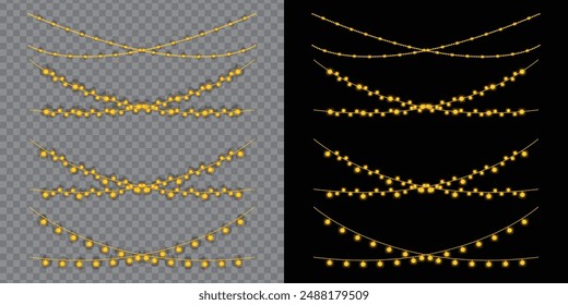 Christmas light. Bright yellow color garland. Decor for party, festive or birthday celebration vector.