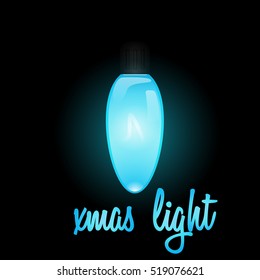 Christmas light bulb. Blue lamp vector illustration