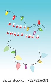 christmas light bulb with merry chrismas letter for greeting postcard gift element vector and illustration 