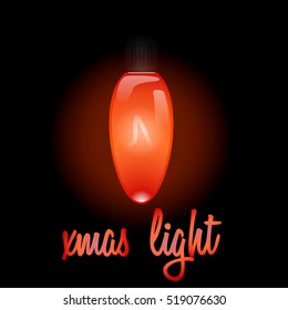 Christmas light bulb. Red lamp vector illustration