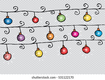  Christmas light bulbs on sky background