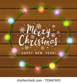 Christmas light bulbs round frame for Your design