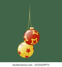 christmas light bulbs Vector, Vector art of christmas light bulbs red and yellow color graphic on green background