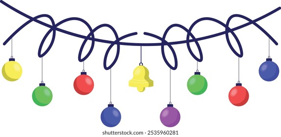 Christmas Light Decoration Isolated on White Background. Vector Illustration with Colorful Design.