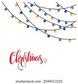 Noël Illustration vectorielle de décorations lumineuses avec des ampoules lumineuses colorées dans diverses formes et arrangements. Idéal pour les bannières de vacances, les cartes festives et les éléments de design saisonniers.
