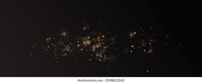 Christmas light effect with dust, fantasy sparkles, and festive flares. Features glistering, glittering, glowing gold highlights, perfect for holiday illustrations and magical designs.	
