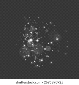 Efecto de luz de Navidad con brillo brillante tarjeta de polvo mágico resplandor blanco