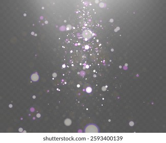 Christmas light effect with glowing bokeh and sparkling particles on a transparent background. Perfect for overlays, festive designs, and magical backgrounds.	
