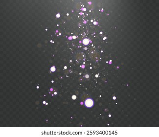 Christmas light effect with glowing bokeh and sparkling particles on a transparent background. Perfect for overlays, festive designs, and magical backgrounds.	