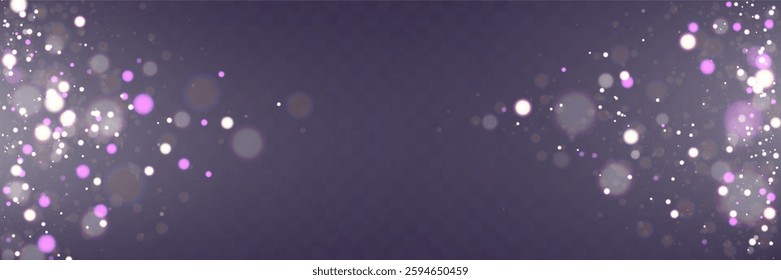 Christmas light effect with glowing bokeh and sparkling particles on a transparent background. Perfect for overlays, festive designs, and magical backgrounds.	