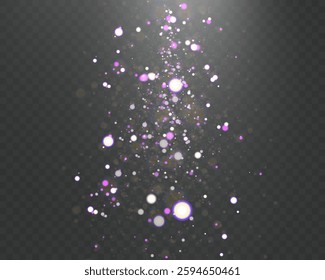 Christmas light effect with glowing bokeh and sparkling particles on a transparent background. Perfect for overlays, festive designs, and magical backgrounds.	
