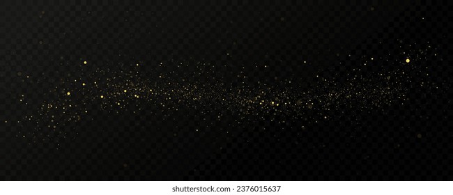 Weihnachtslicht-Effekt, funkelnde magische Staubpartikel. Eine Spur von goldenen Teilchen. Eine Spur von Sternenstaub. Weltraumfunkeln.