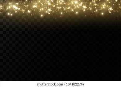 efecto de luz navideña. Esparcen mágicas partículas de polvo. El polvo chispa y las estrellas doradas brillan con luz especial.