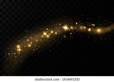 Christmas light effect. Sparkling magical dust particles.The dust sparks and golden stars shine with special light.