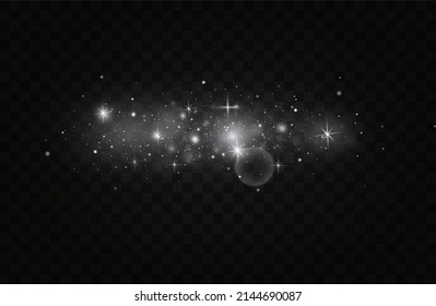 efecto de luz navideña. Esparcen mágicas partículas de polvo. El polvo chispa y las estrellas doradas brillan con luz especial.