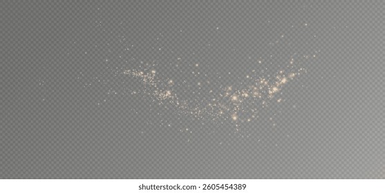 Christmas light effect. Sparkling magical dust particles.The dust sparks and golden stars shine with special light.