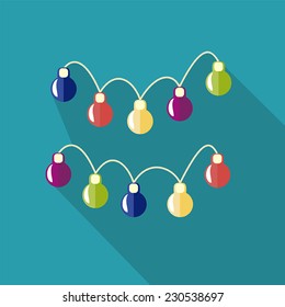 Christmas light flat icon with long shadow