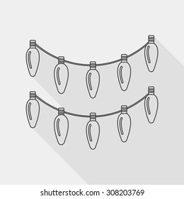 Christmas light flat icon with long shadow, line icon