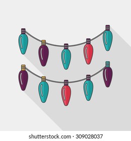 Christmas light flat icon with long shadow,eps10