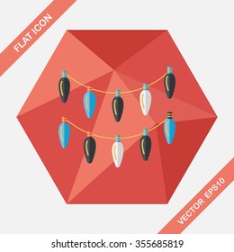Christmas light flat icon with long shadow,eps10