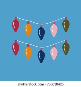 Christmas light flat icon .Vector.